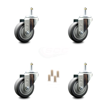 Service Caster Cambro 41064 Camdollies Swivel Caster Replacement Set with 41059 Sockets - SCC CAM-GR20S3514-TPRB-716138-4-X701-4
